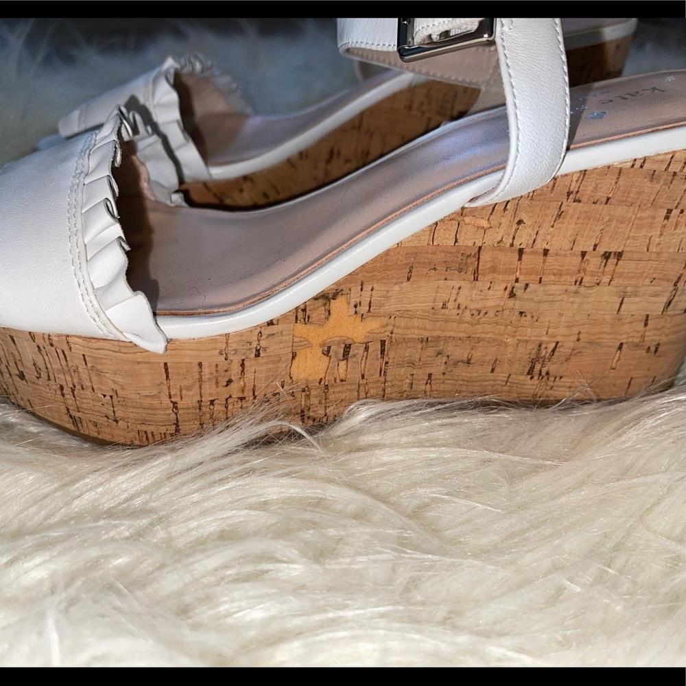 Kate Spade White Ruffle Wedge Sandal - Picture 3 of 8